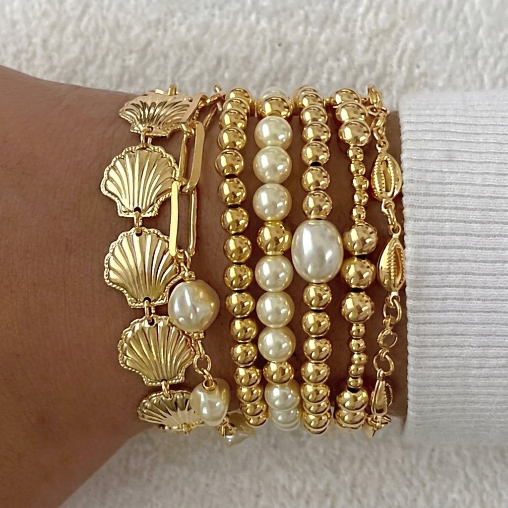 7pc Beach Inspired Beaded Bracelet Stack