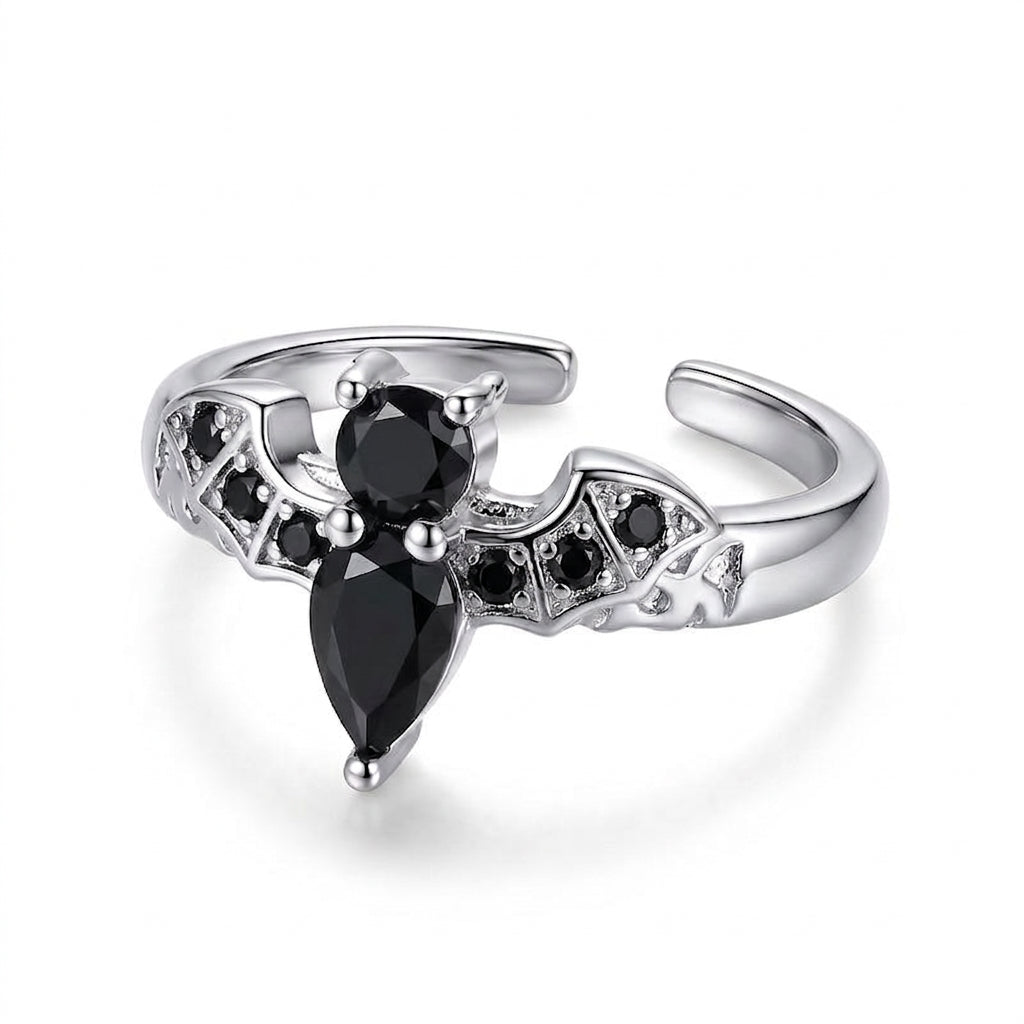 Adjustable Gothic Bat Ring
