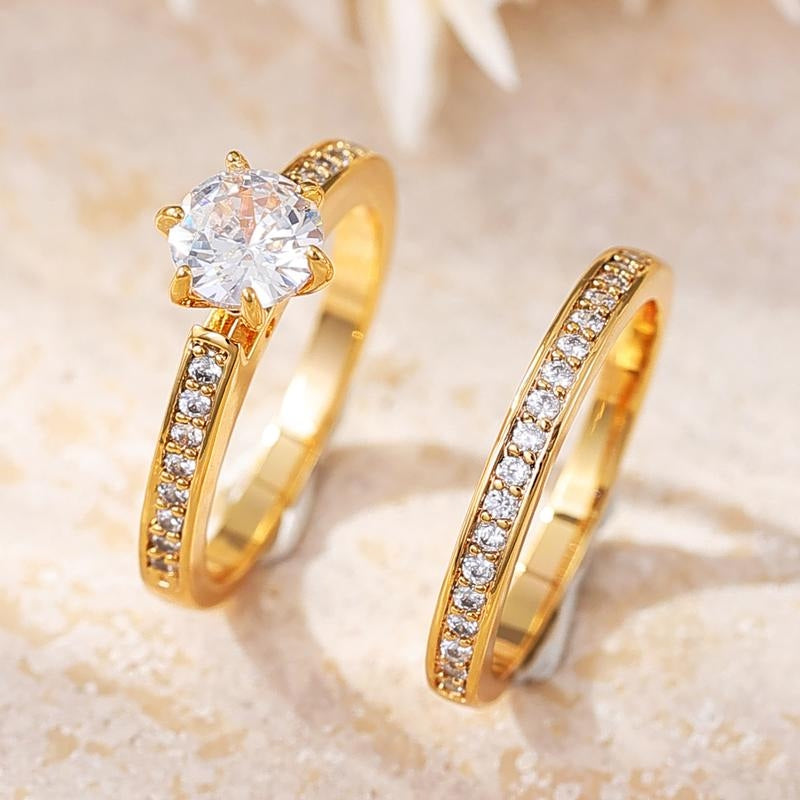 2pc Pave Accented Ring Stack