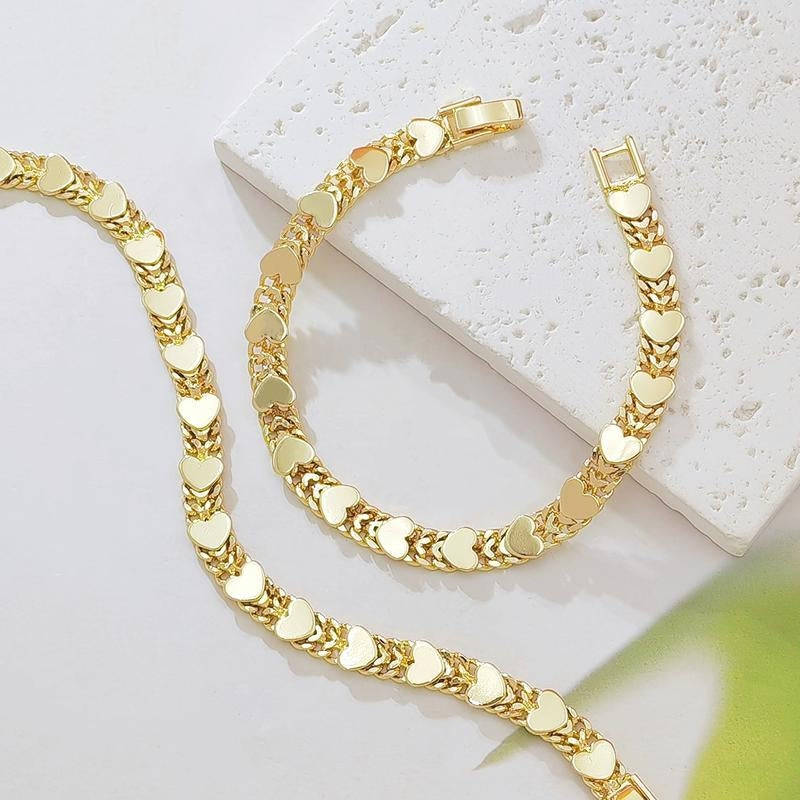 14k Double Row Heart Bracelet