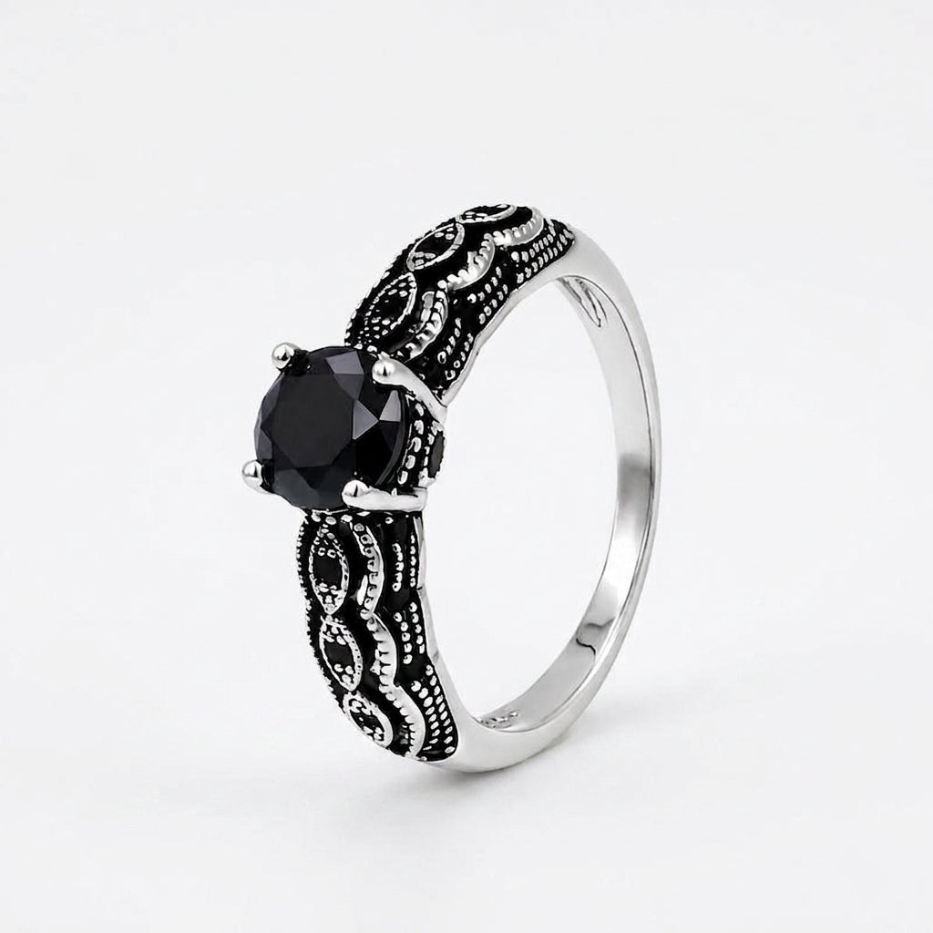 Vintage Black Obsidian Ring