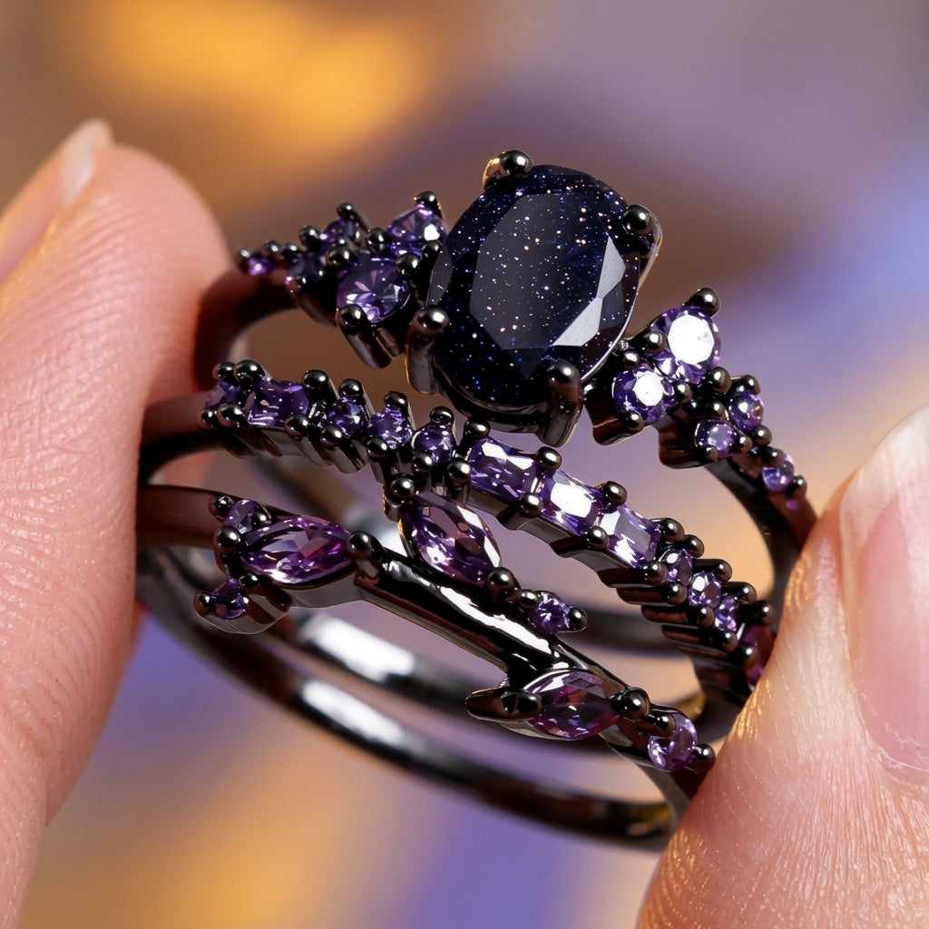 3pc Starry Galaxy Ring Set