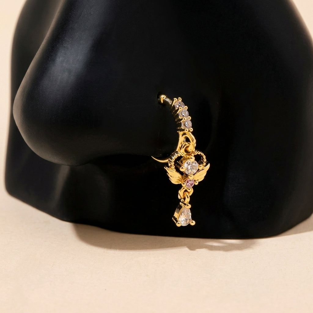 Elegant Angel Heart Droplet Nose Ring