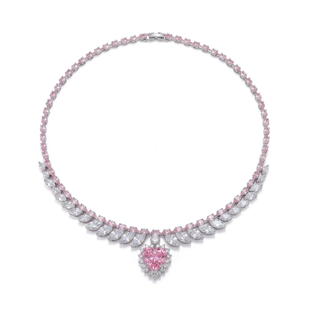 Sparkling Heart Statement Necklace