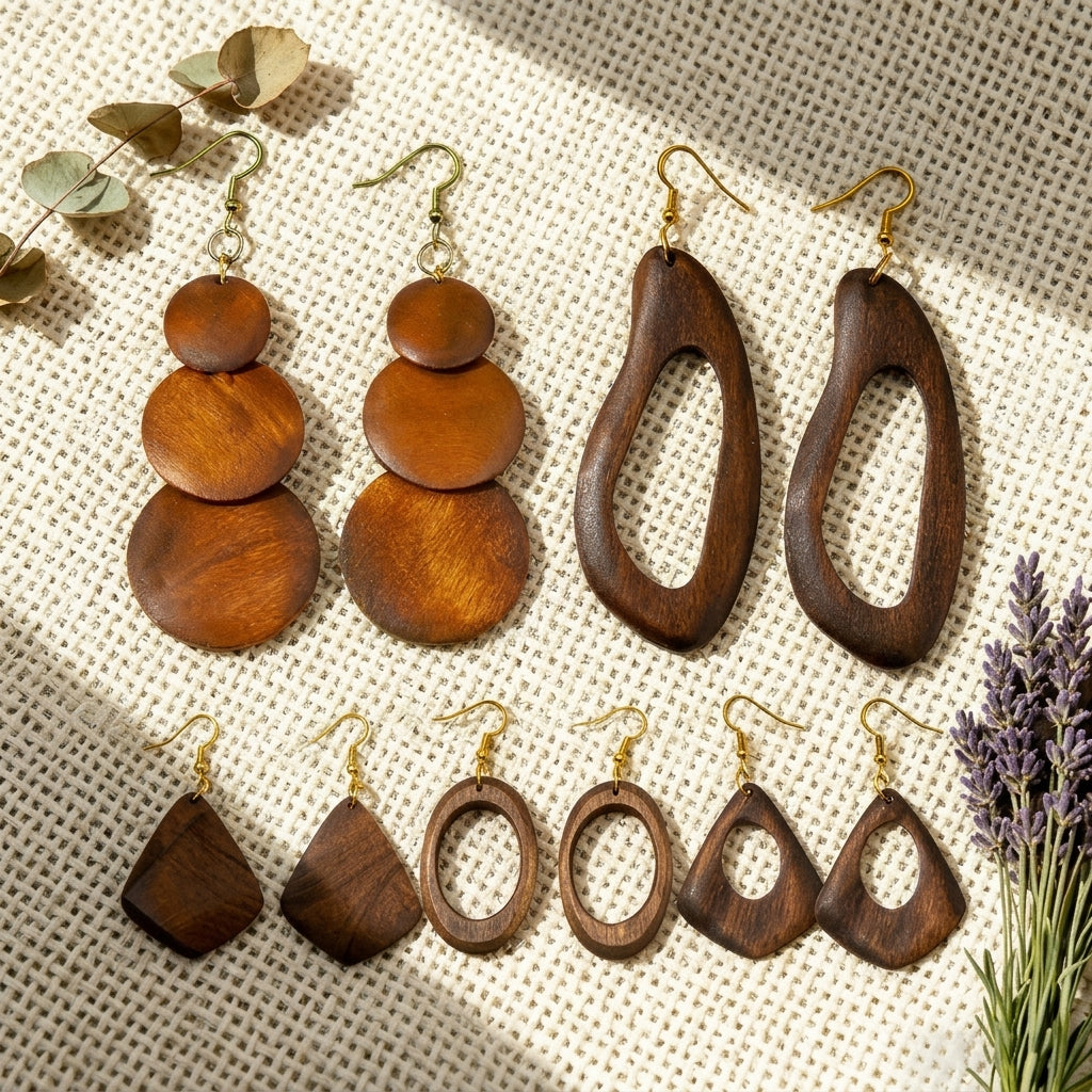 5 Pair Set Boho Geometric Dangle Earring Set