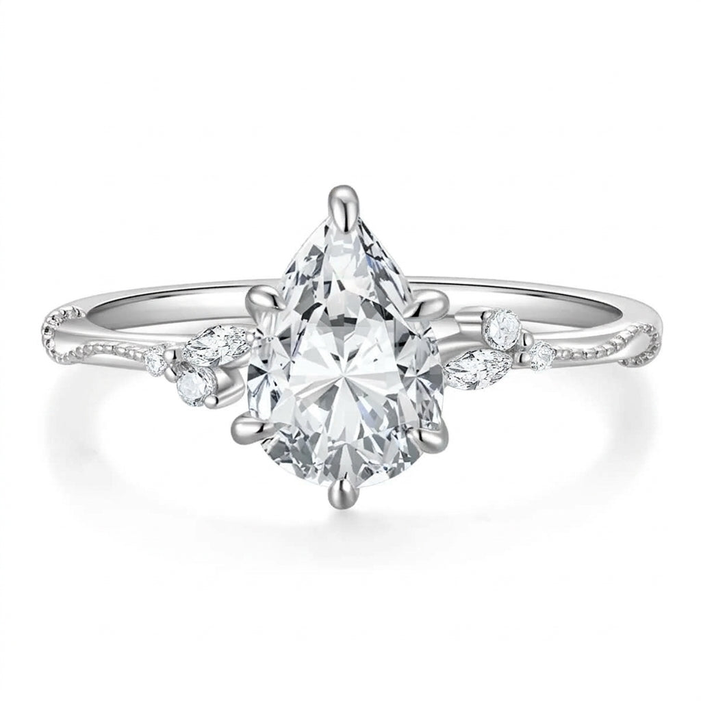 Pear Cut Zircon Engagement Ring