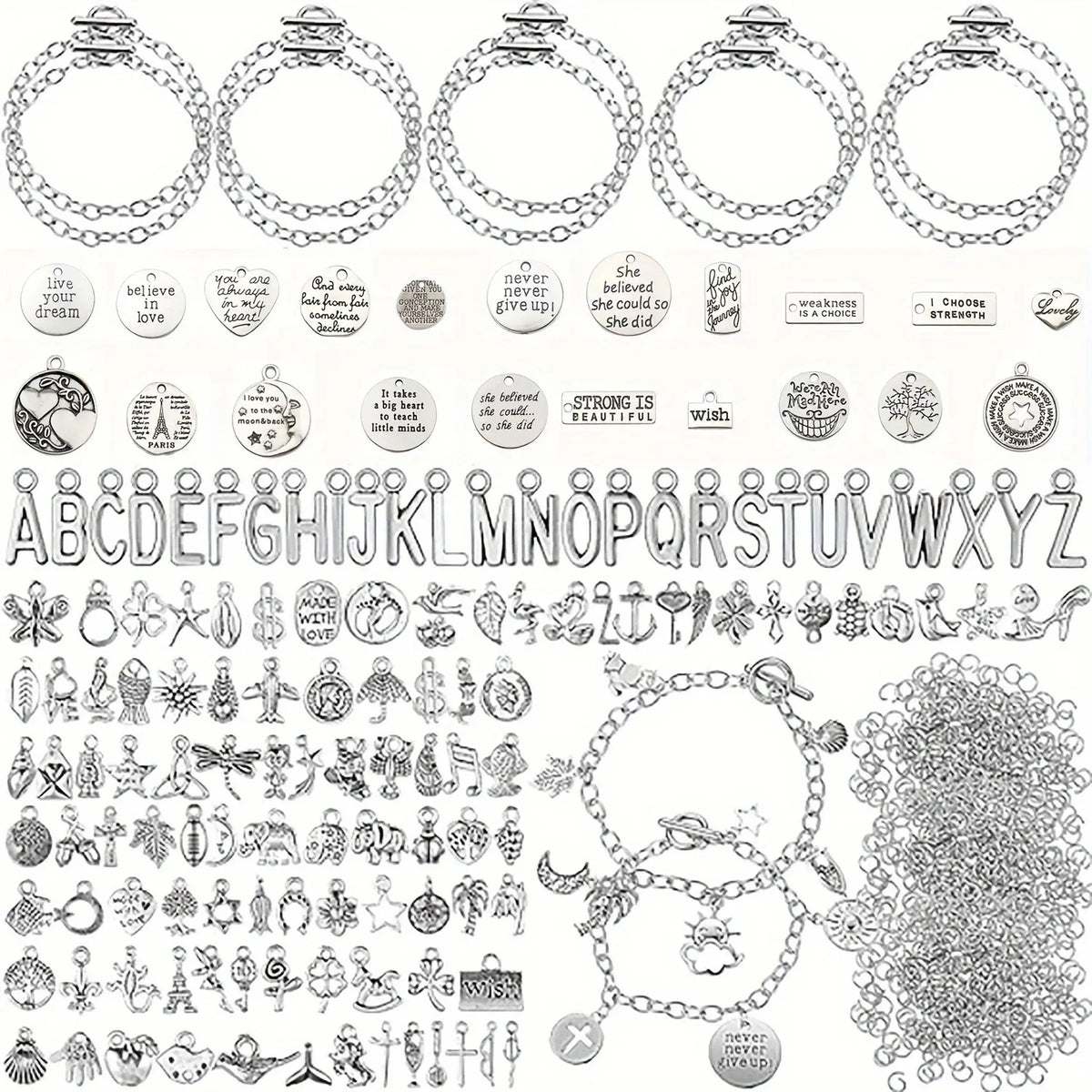 487pc Build Your Own Charm Bracelet DIY Kit