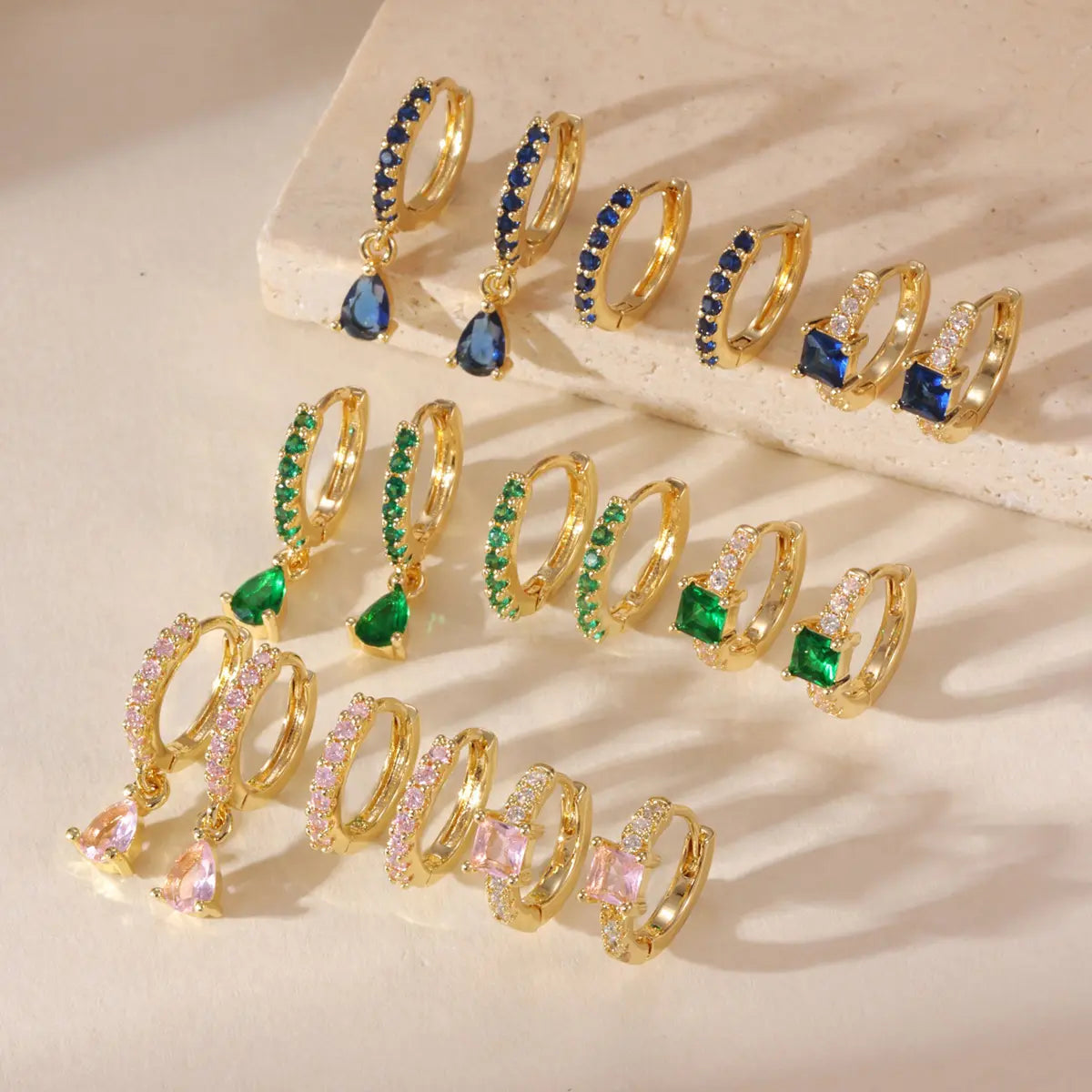 3-Pair CZ Hoop Earring Set