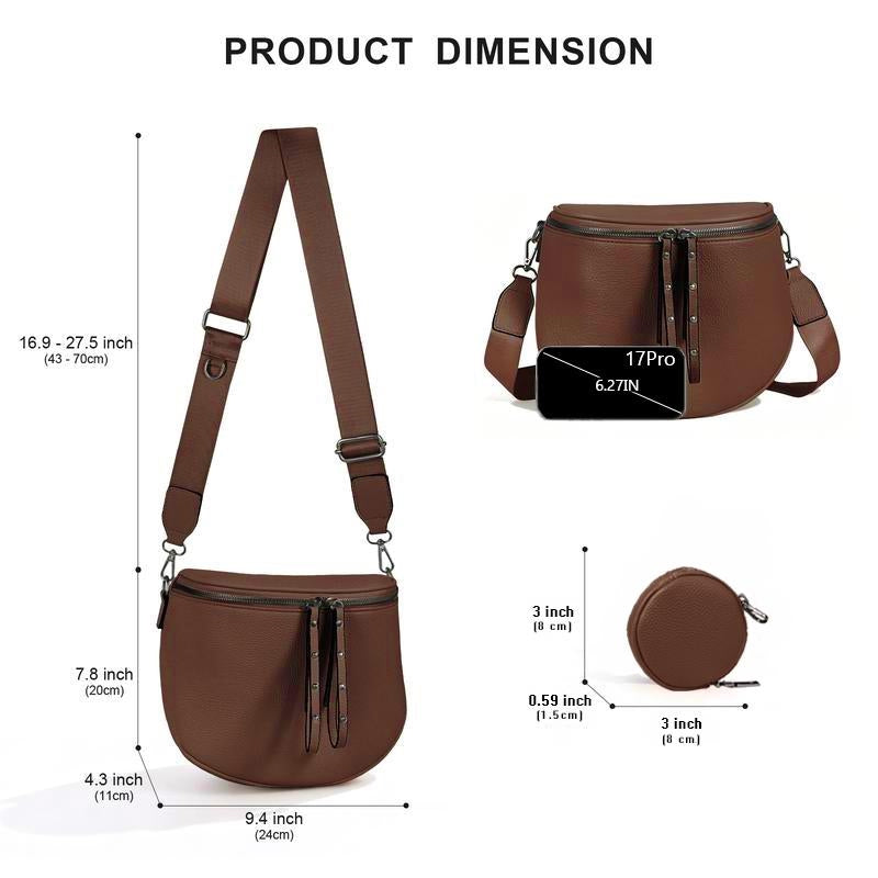 Half-Moon Cross Body Bag With Detachable Pouch