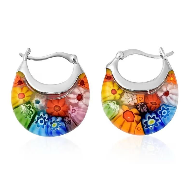 Murano Inspired Crescent Moon Earrings