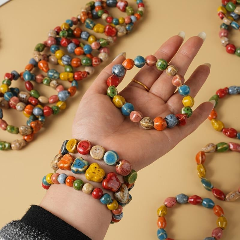 10pc Chunky Boho Ceramic Bracelet Stack
