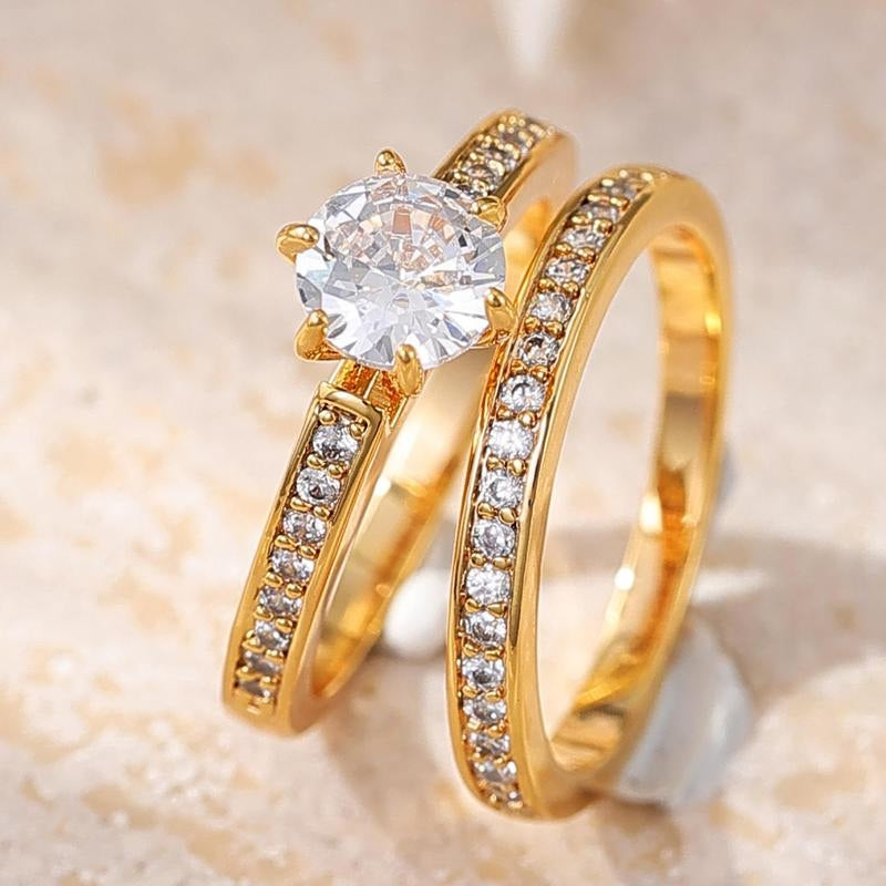 2pc Pave Accented Ring Stack