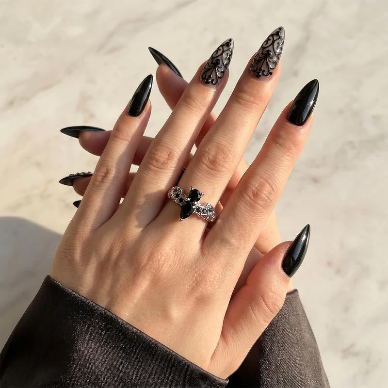 Adjustable Gothic Bat Ring