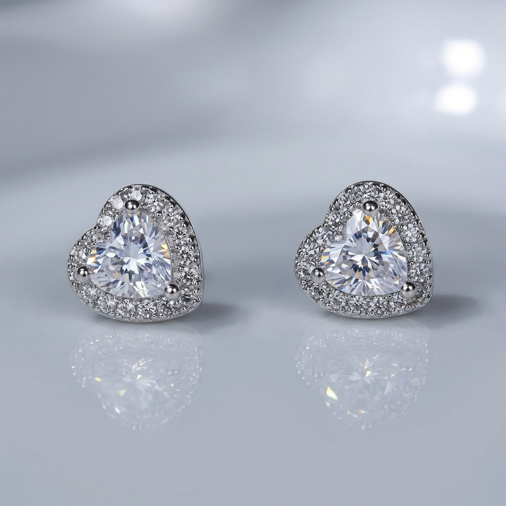 Elegant Heart Shaped Stud Earrings