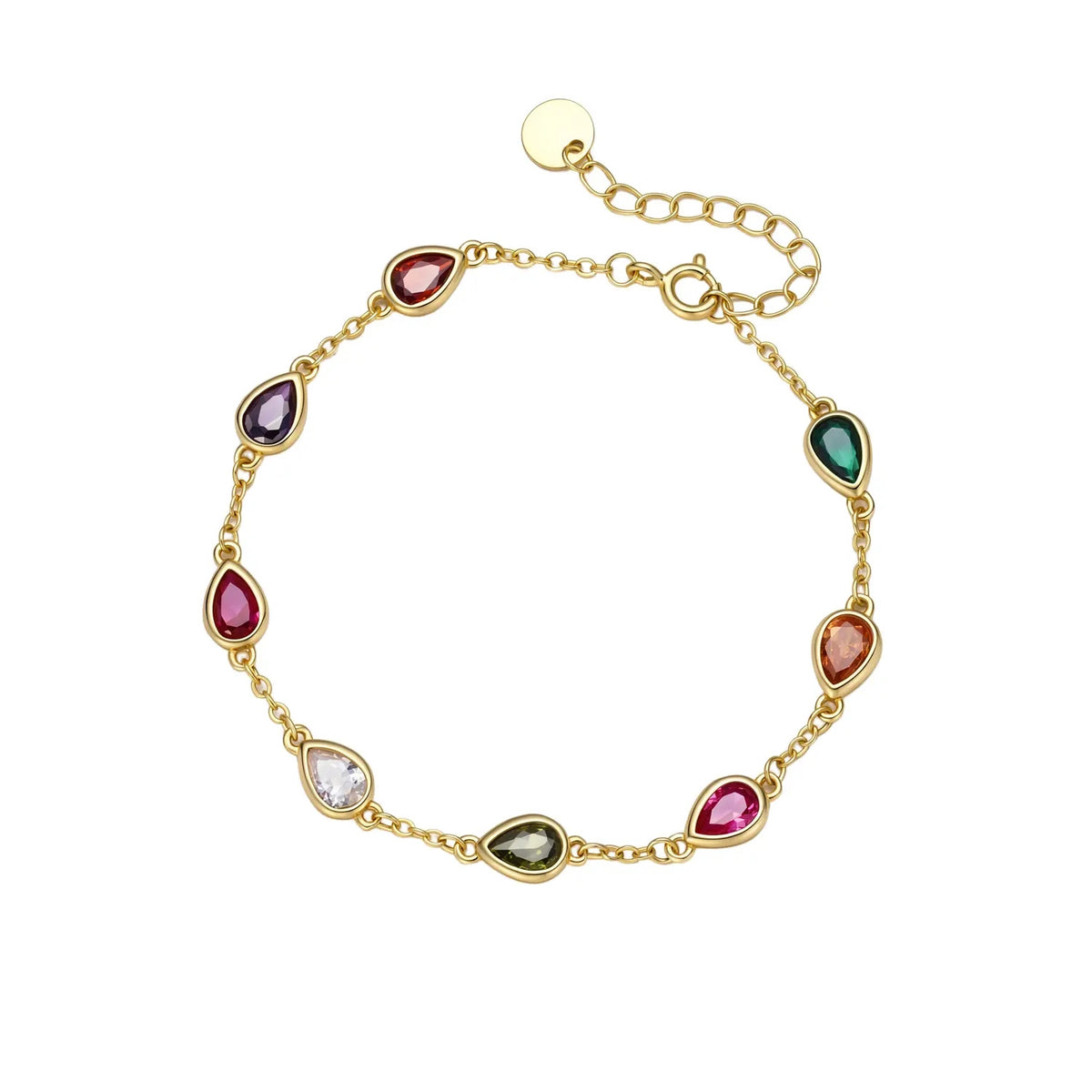 14k Teardrop Rainbow CZ Bracelet