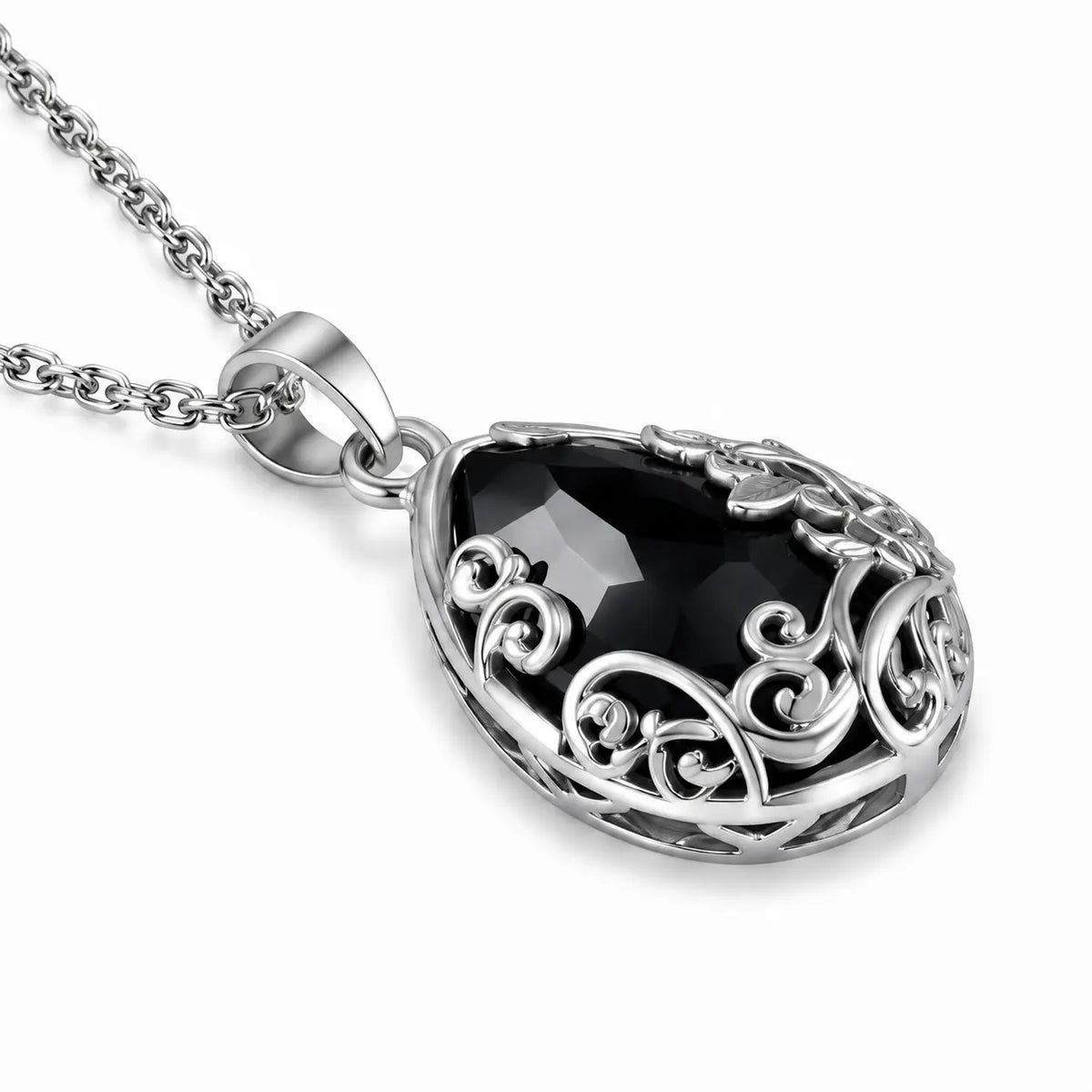Vintage Black Obsidian Pendant Necklace