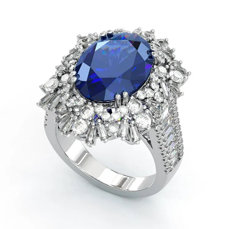 Vintage Sapphire Halo Statement Ring