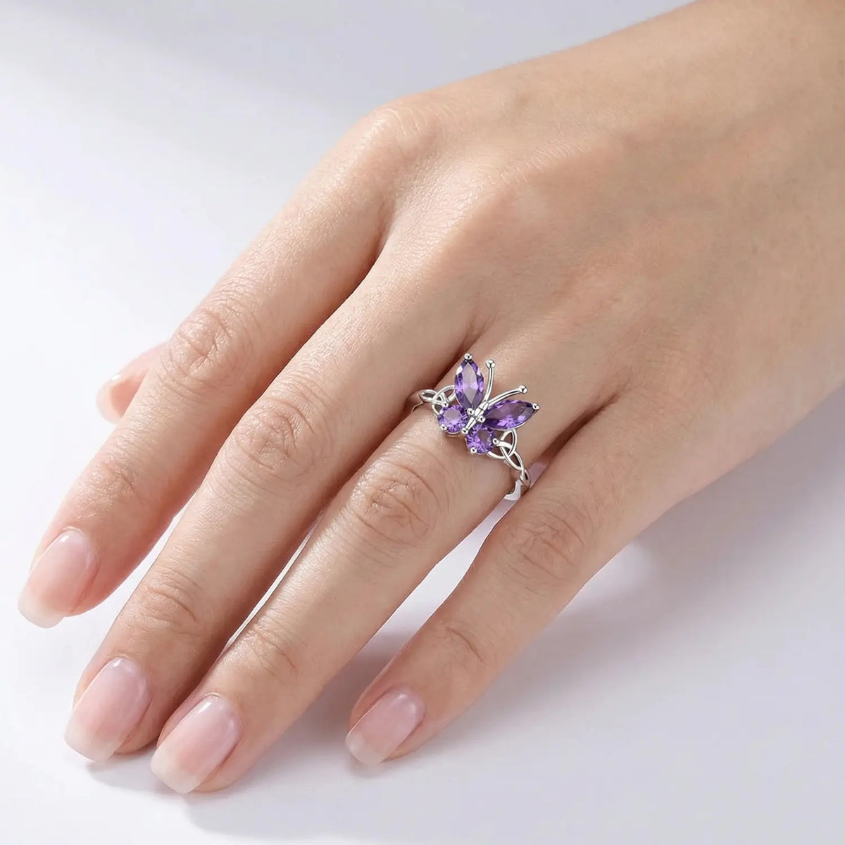 s925 Silver Purple Butterfly Ring