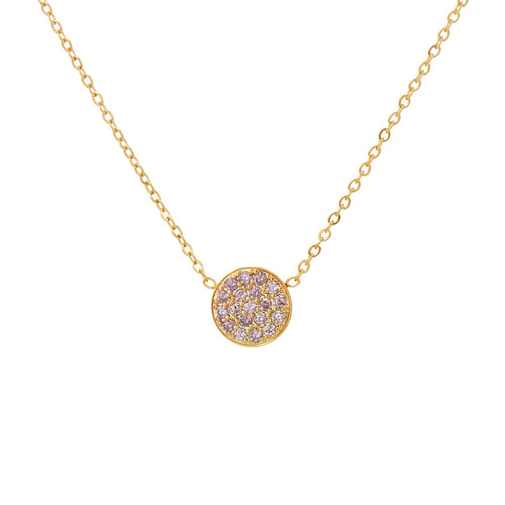 Dainty Diamond Speckled Birthstone Circle Necklace