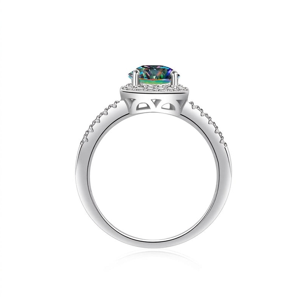 Peacock Blue Square Halo Ring