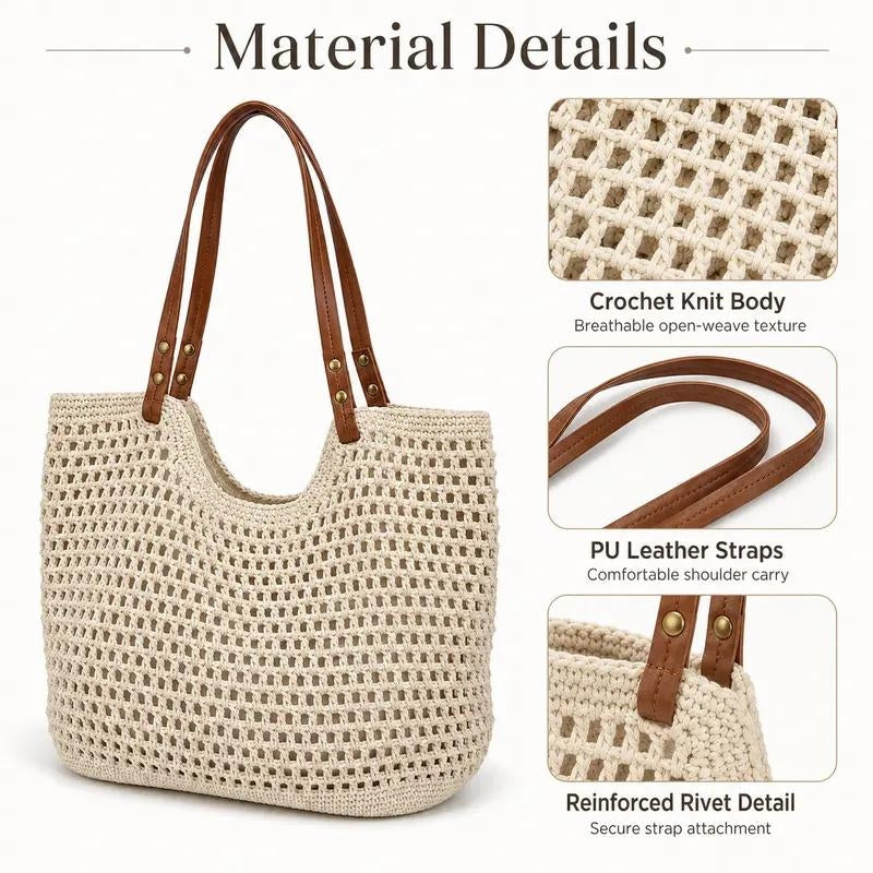 Boho Crochet Tote Bag