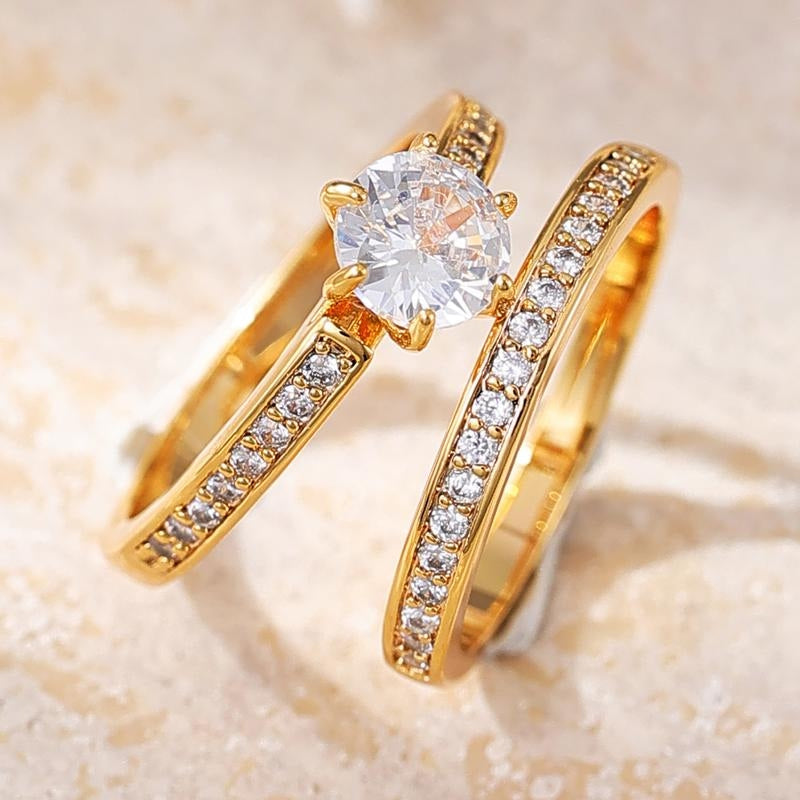 2pc Pave Accented Ring Stack