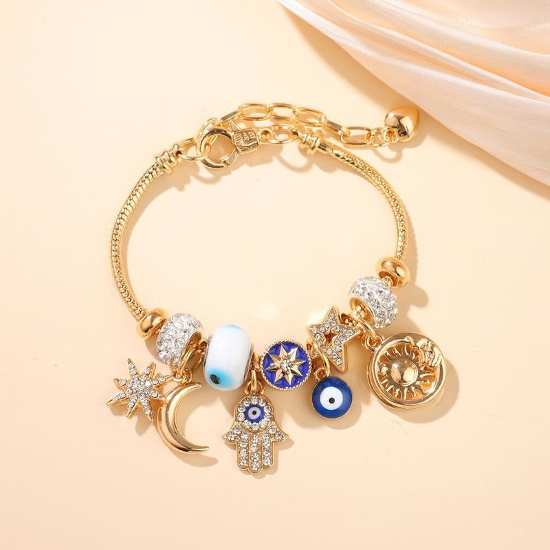 Evil Eye Hamsa Hand Charm Bracelet