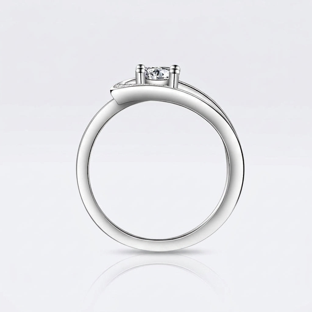 Elegant Curved Halo Solitaire Ring