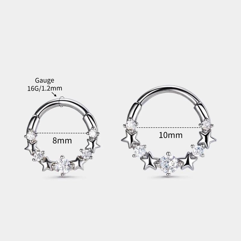16G Celestial CZ Accented Nose Ring