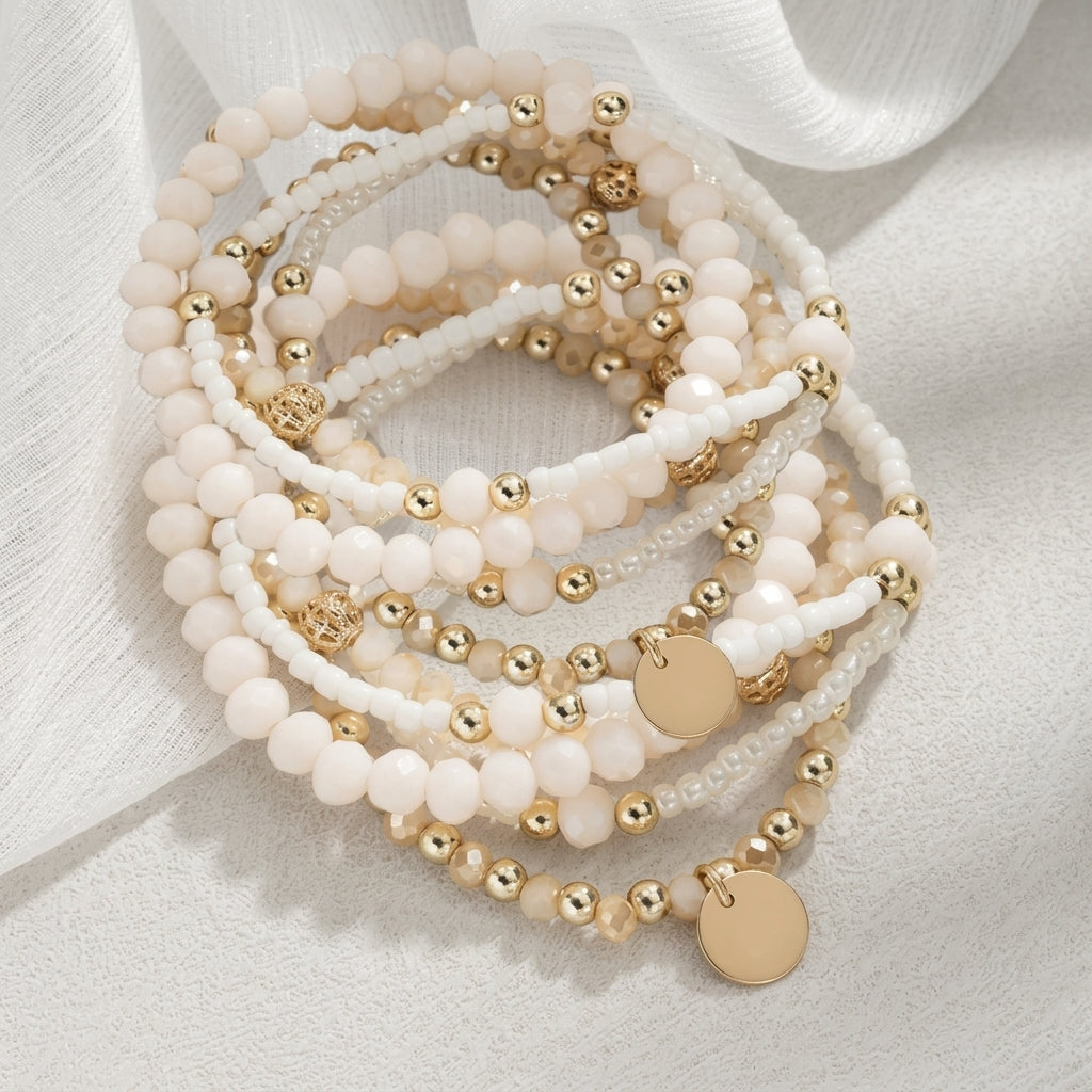 10pc Boho Glass Bead Bracelet Set