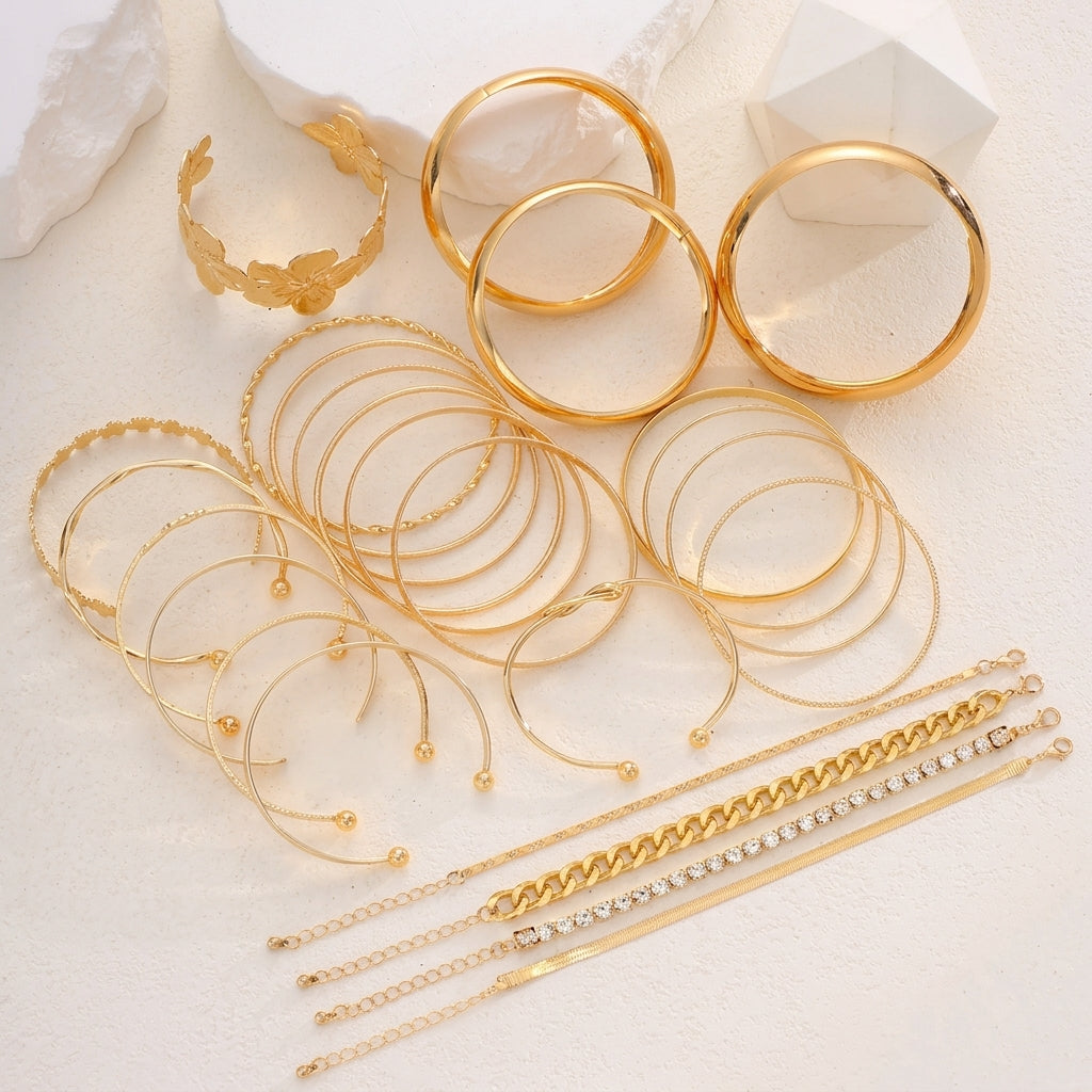 25pc Boho Golden Bangle Set
