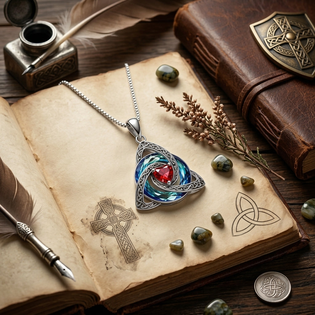 Trinity Knot Heart Birthstone Pendant Necklace