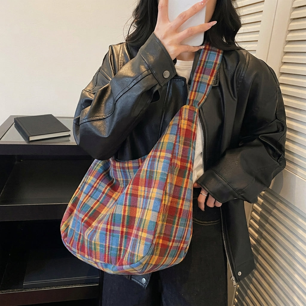 Retro Plaid Shoulder Bag