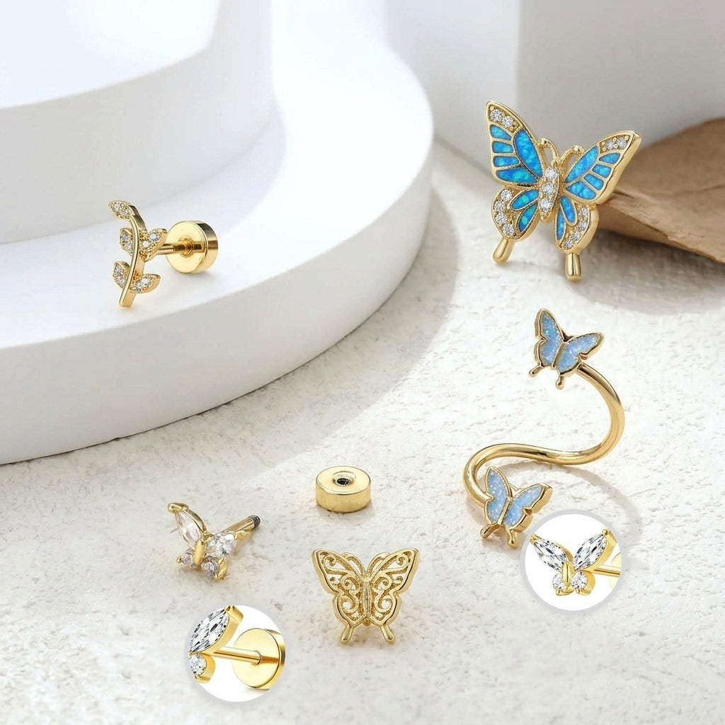 9pc Celestial Flat Back Earring Set