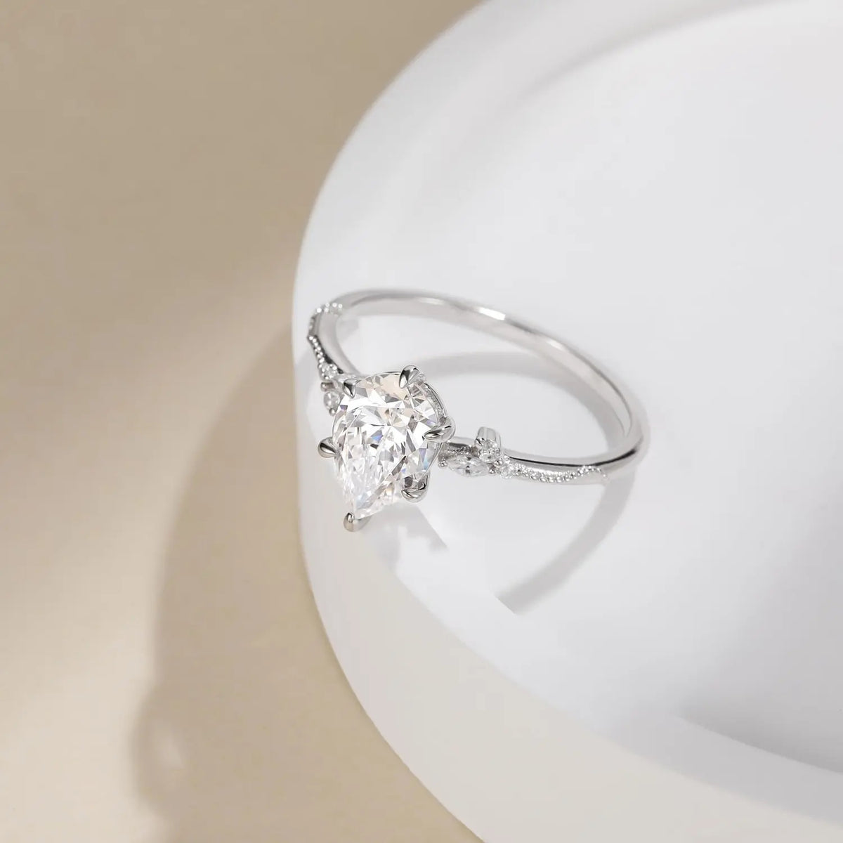 Pear Cut Zircon Engagement Ring
