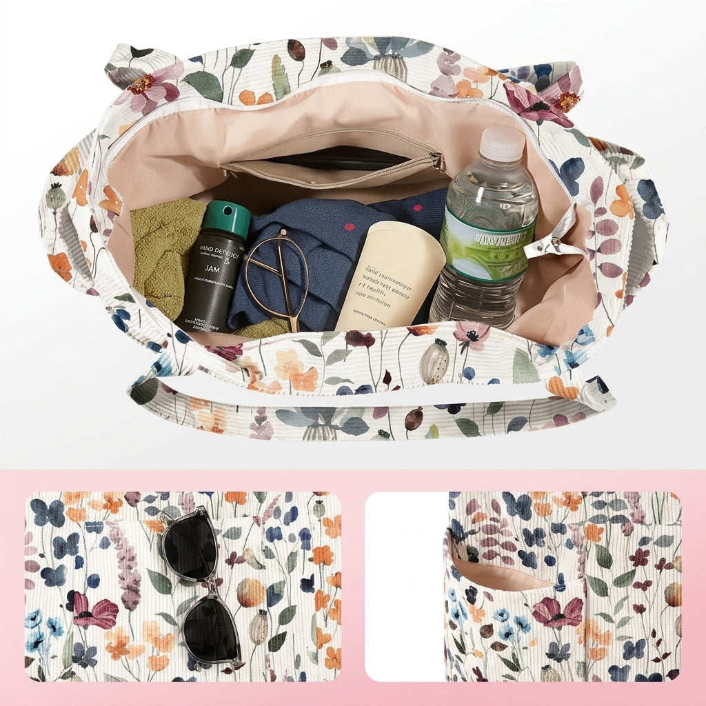 Casual Patterned Zipper Tote Bag