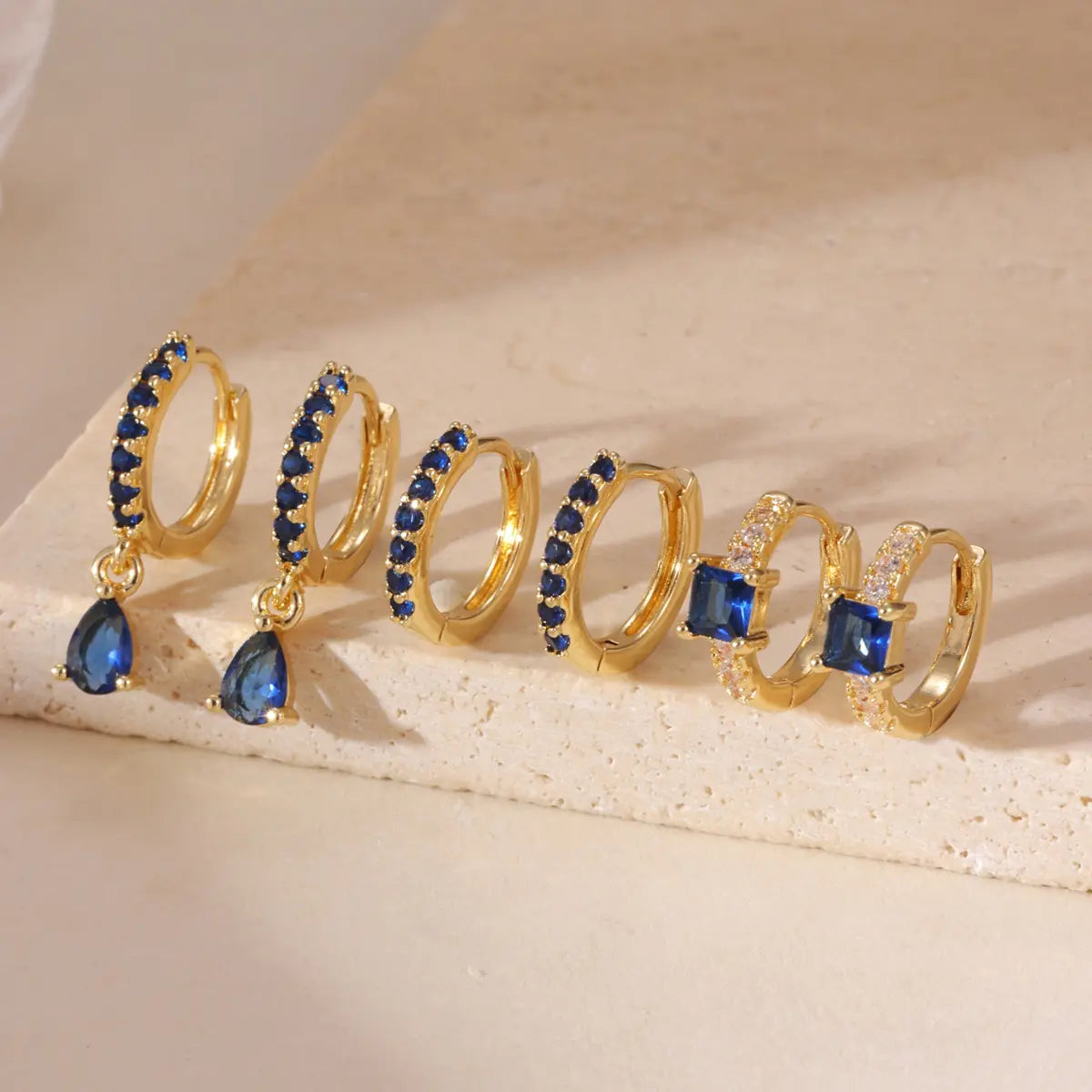 3-Pair CZ Hoop Earring Set