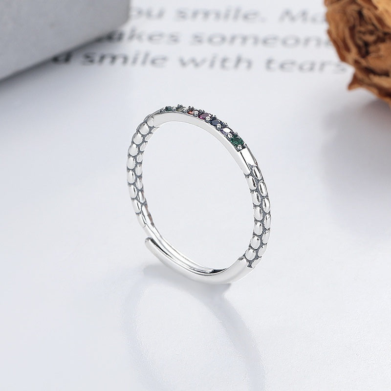 Dainty Rainbow Zirconia Snake Ring