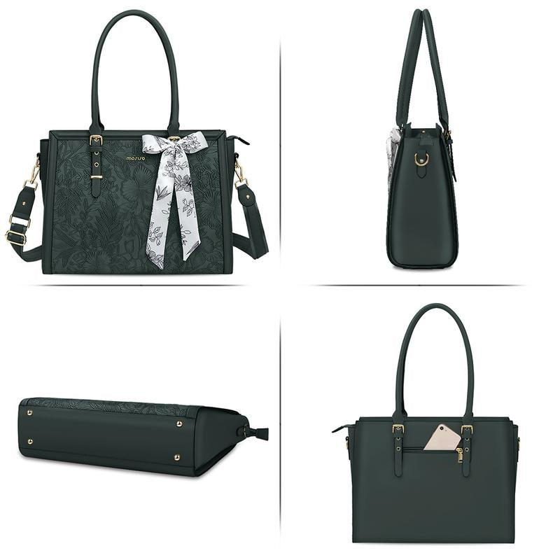 Scarf Accented Floral Patterned Bag