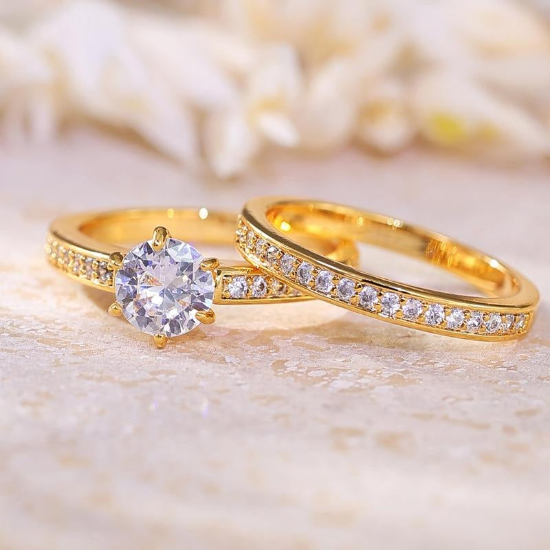 2pc Pave Accented Ring Stack