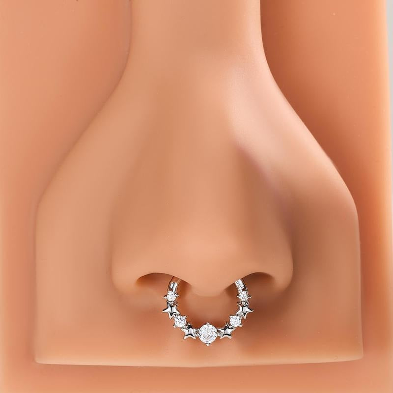16G Celestial CZ Accented Nose Ring