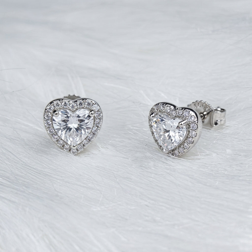 Elegant Heart Shaped Stud Earrings