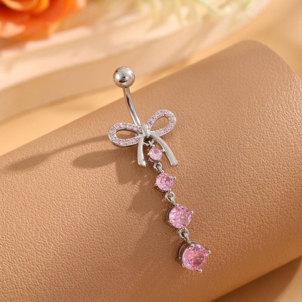 Y2K Shimmer Bow Belly Ring