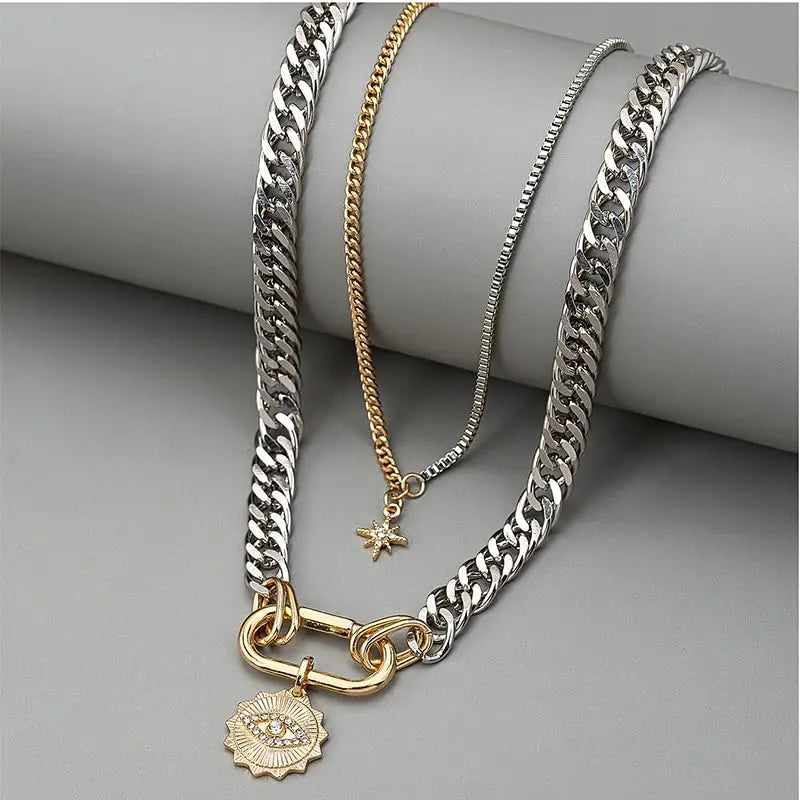 Chunky Layered Mixed Chain Necklace