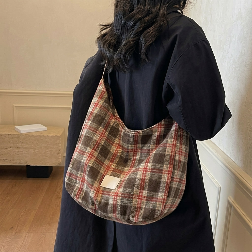 Retro Plaid Shoulder Bag