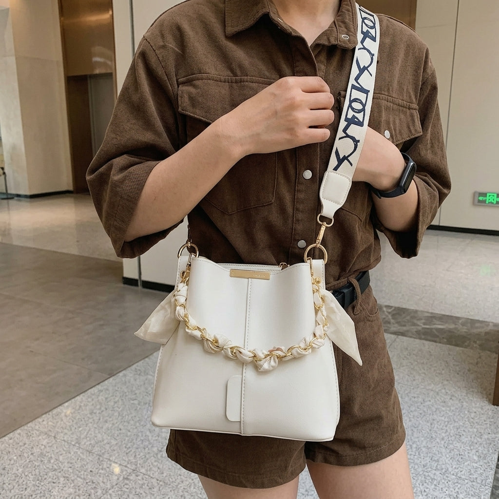 Fashionable Chain Bucket Crossbody Bag