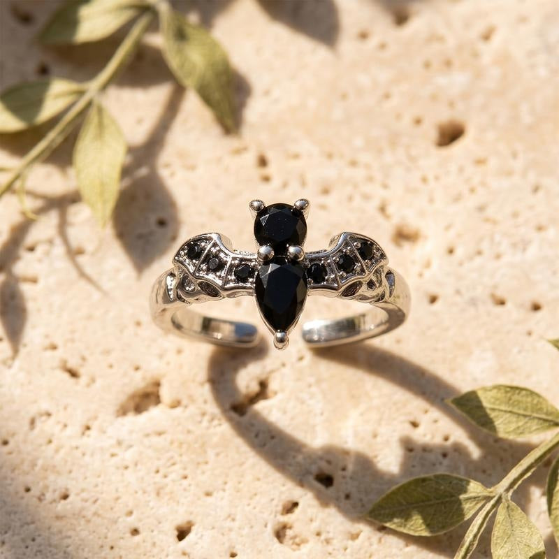 Adjustable Gothic Bat Ring