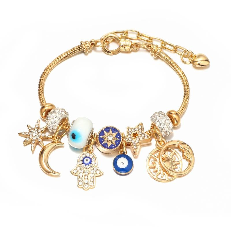Evil Eye Hamsa Hand Charm Bracelet