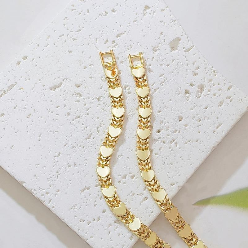 14k Double Row Heart Bracelet