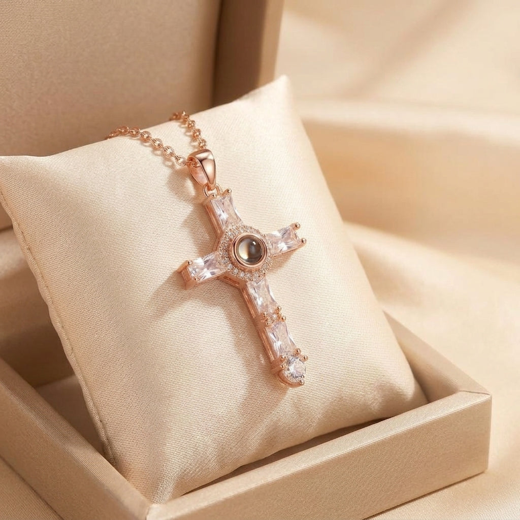 Lord's Prayer Message Cross Necklace